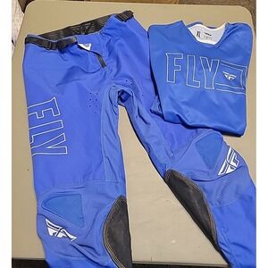 Fly Racing Kinetic Motocross Racing Gear Set Suit Pants 34 Jersey XL Blue Men